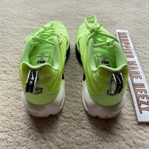 [US 5Y] NIKE AIR MAX PLUS SE GS Double Swoosh Lime Blast Green Running Shoes - Picture 4 of 10